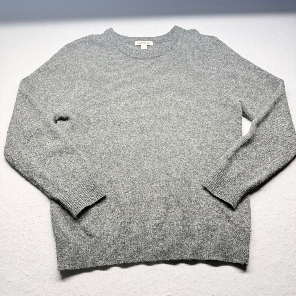 Goodthreads Sweater Mens M Gray 100% Wool Crewneck Long Sleeve Knit Pullover